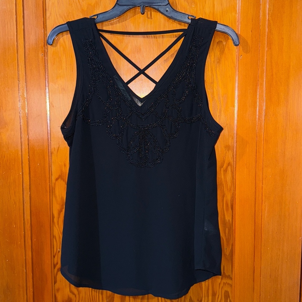 Maurices Black Top with Beaded Accents